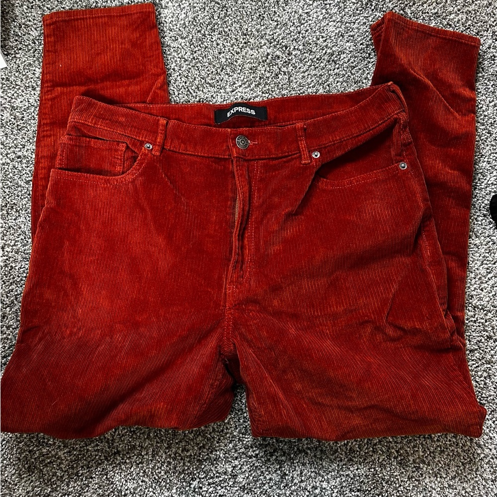 Express Vibrant Burnt Orange Corduroy Pants